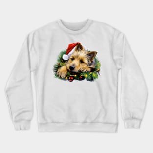 Lazy Australian Terrier Dog at Christmas Crewneck Sweatshirt